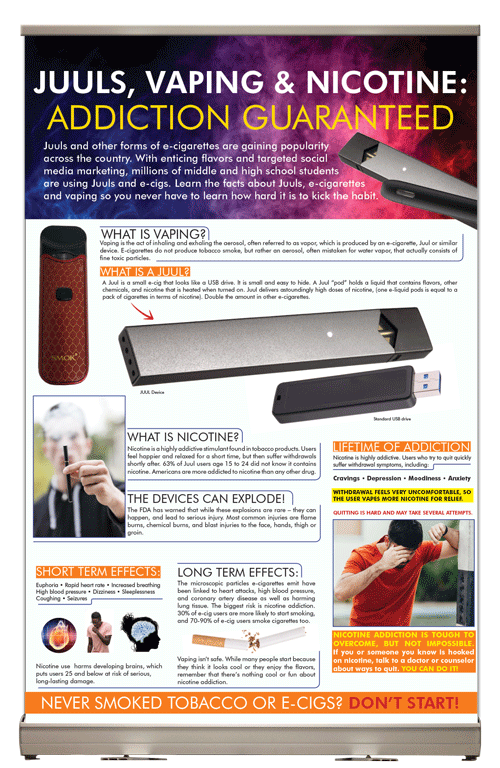 "Juuls, Vaping & Nicotine: Addiction Guaranteed" Tabletop Display
