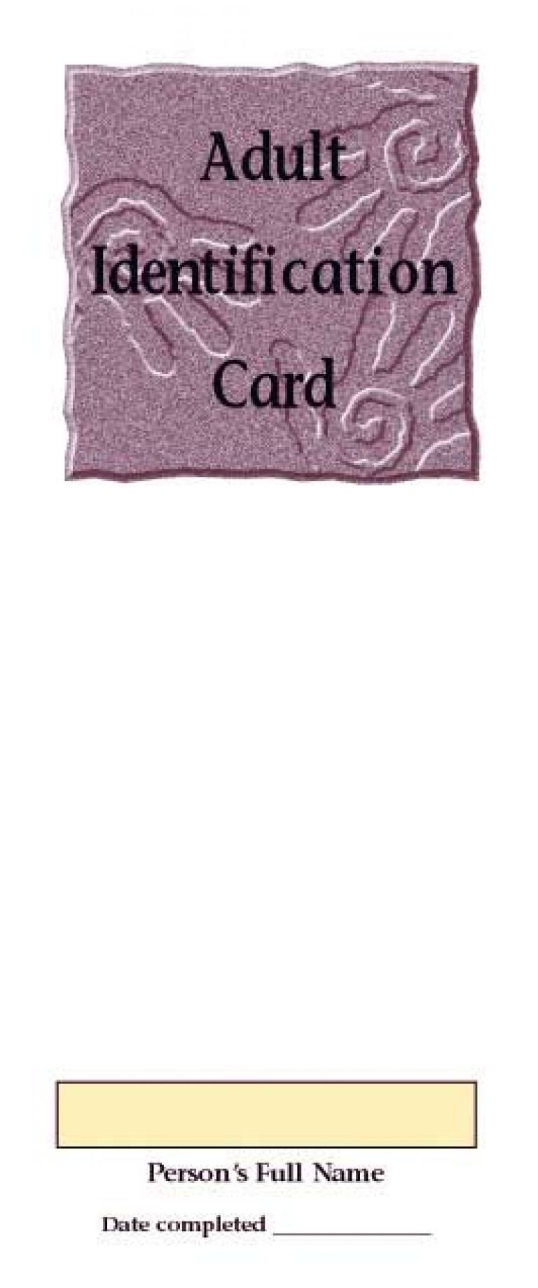 Adult Code Card Adult Identification Card With Ink Strip | Prevention Resources