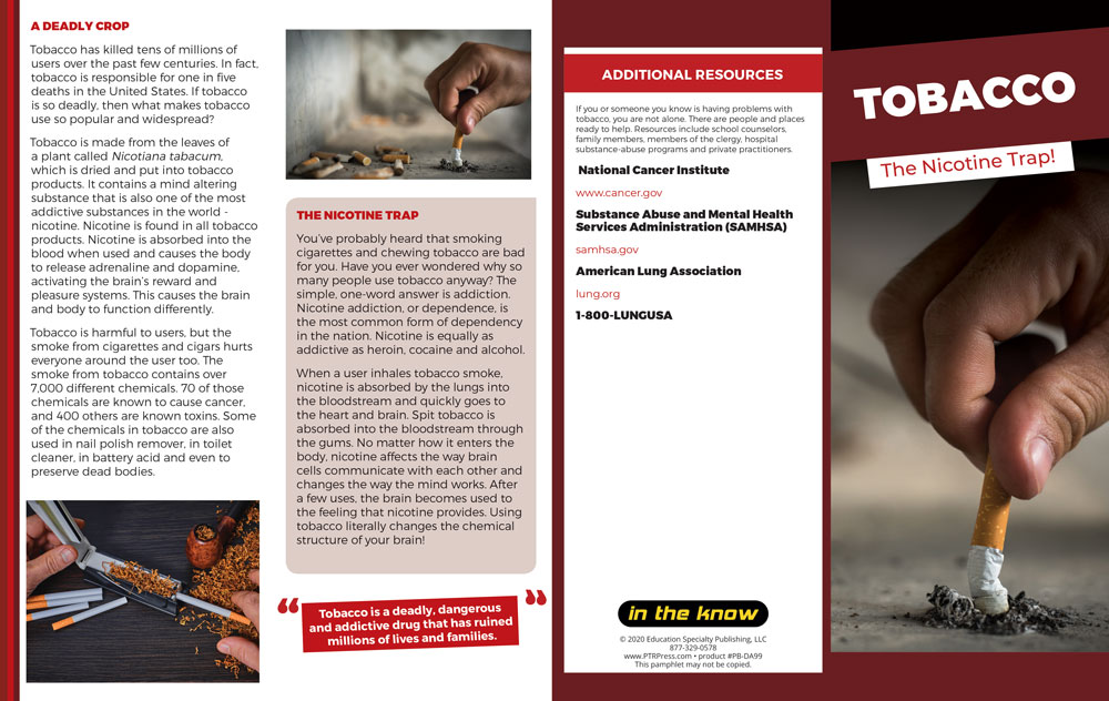 Tobacco Facts Pamphlet The Nicotine Trap Prevention Resources