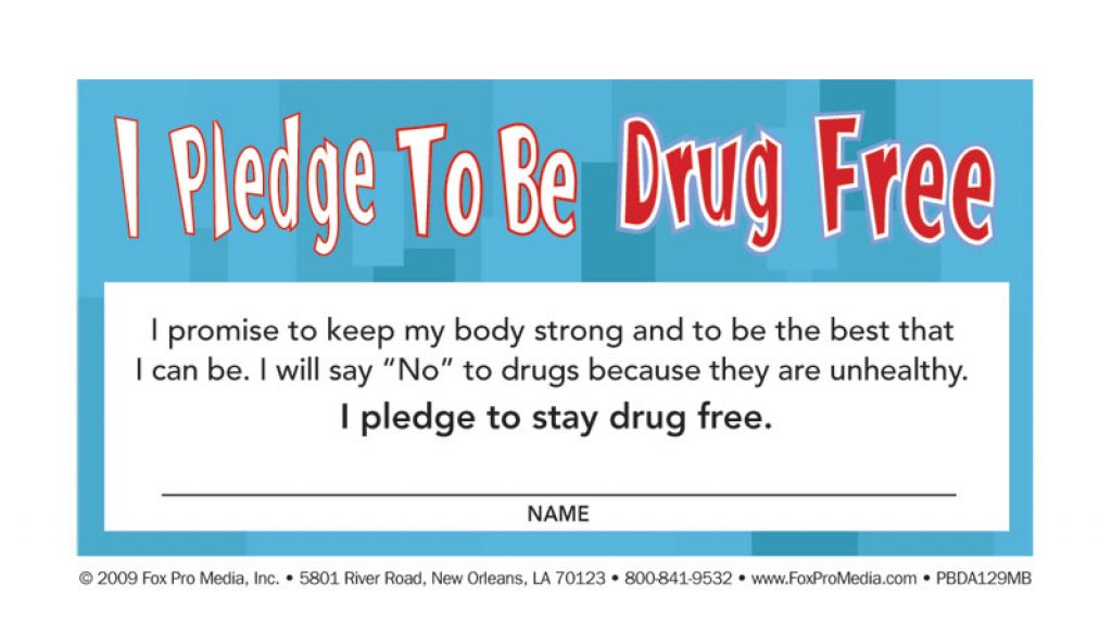 I Pledge to be Drug Free Pledge Card