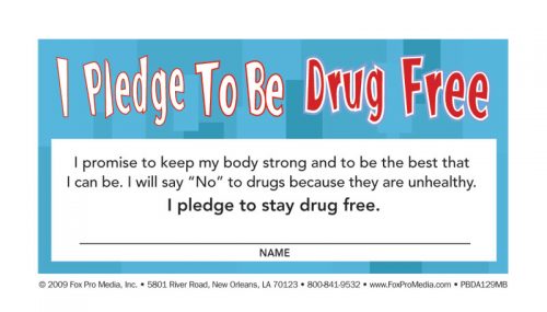 I Pledge to be Drug Free Pledge Card