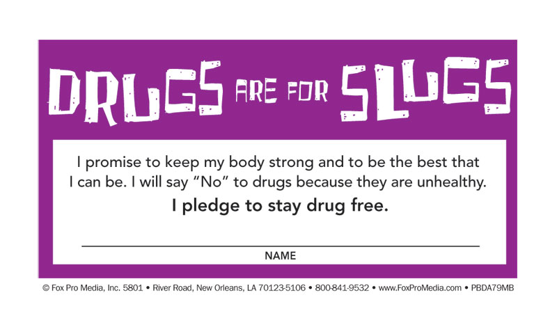 Drugs Are For Slugs Pledge Card Red Ribbon Themes PTR Press