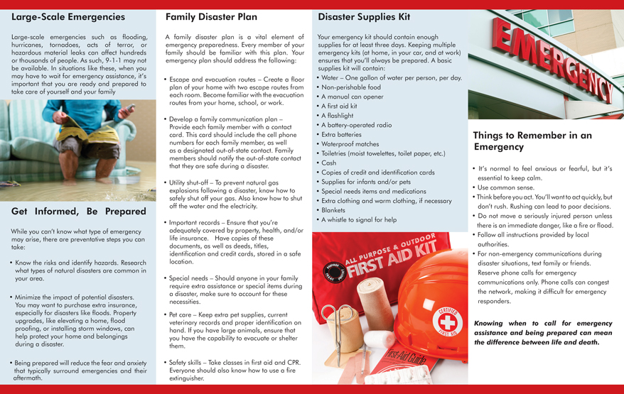 What To Do In An Emergency Pamphlet Prevention Treatment Resources