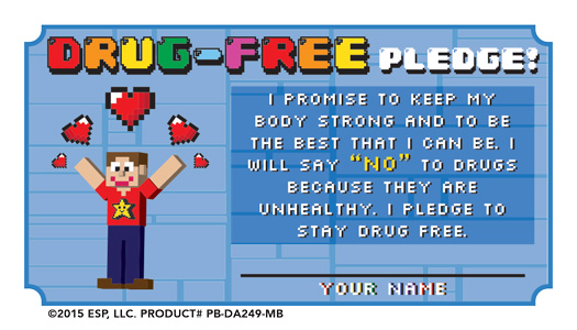  Level Up Be Drug Free Pledge Card Red Ribbon PTR Press